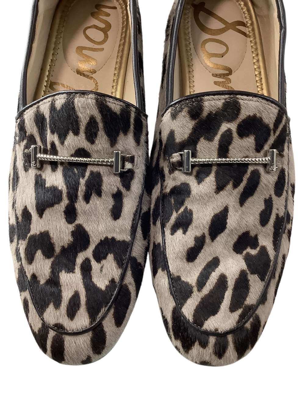 Sam Edelman Leopard Print Calf Hair Loafers with Silver Horse-bit Detail Sz 7.5 - Picture 2 of 8